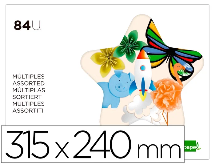 Liderpapel Bloc trabajos manuales 84 hojas colores surtidos 240x315mm Liderpapel Bloc trabajos manuales 84 hojas colores surtidos 240x315mm