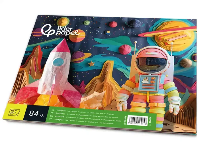 Liderpapel Bloc trabajos manuales 84 hojas colores surtidos 240x315mm Liderpapel Bloc trabajos manuales 84 hojas colores surtidos 240x315mm