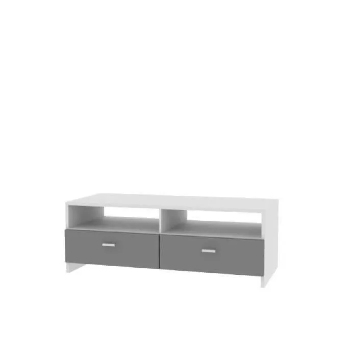 FINLANDEK Mueble TV HELPPO Contemporáneo Tablero de Partículas Gris y Blanco con 2 Solapas y 2 Huecos - 95 cm Ancho