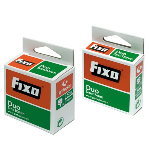 Cinta Adhesiva Doble Cara Fixo Duo Rollo 5X15 (Set de 10) Cinta Adhesiva Doble Cara Fixo Duo Rollo 5X15 (Set de 10)