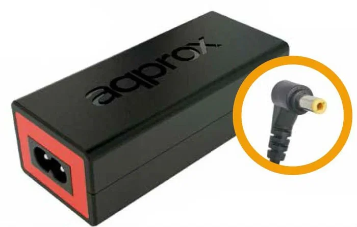 Approx appA02 Adaptador de Corriente para Portátil 90W 19V/4.74A, Conector 5.5x2.5mm, Compatible con Toshiba y Asus, Negro y Rojo
