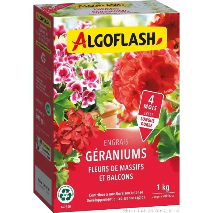 Algoflash Naturasol SMART1N Fertilizante para Geranios, Flores de Camas y Balcones - 1 kg