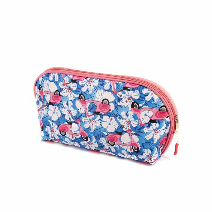 Oh My Pop Neceser Jelly Pink Scooter Azul PVC con Gran Capacidad Interna y Bolsillo para Cosméticos