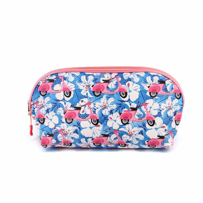 Oh My Pop Neceser Jelly Pink Scooter Azul PVC con Gran Capacidad Interna y Bolsillo para Cosméticos