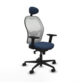 PIQUERAS Y CRESPO Silla de oficina Jorquera con mecanismo Sincro, Azul marino y Blanco