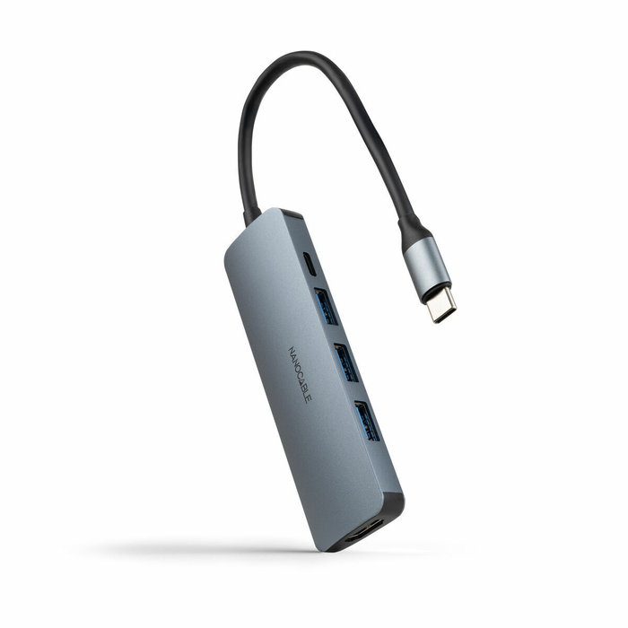 Nanocable Hub USB-C 5 en 1 con 3xUSB-A 3.0, HDMI 4K y USB-C PD 100W - Gris Nanocable Hub USB-C 5 en 1 con 3xUSB-A 3.0, HDMI 4K y USB-C PD 100W - Gris