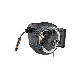 GARDENA Wand-Schlauchbox RollUp XL, Carrete de pared automático con manguera de 35 m, color negro y gris