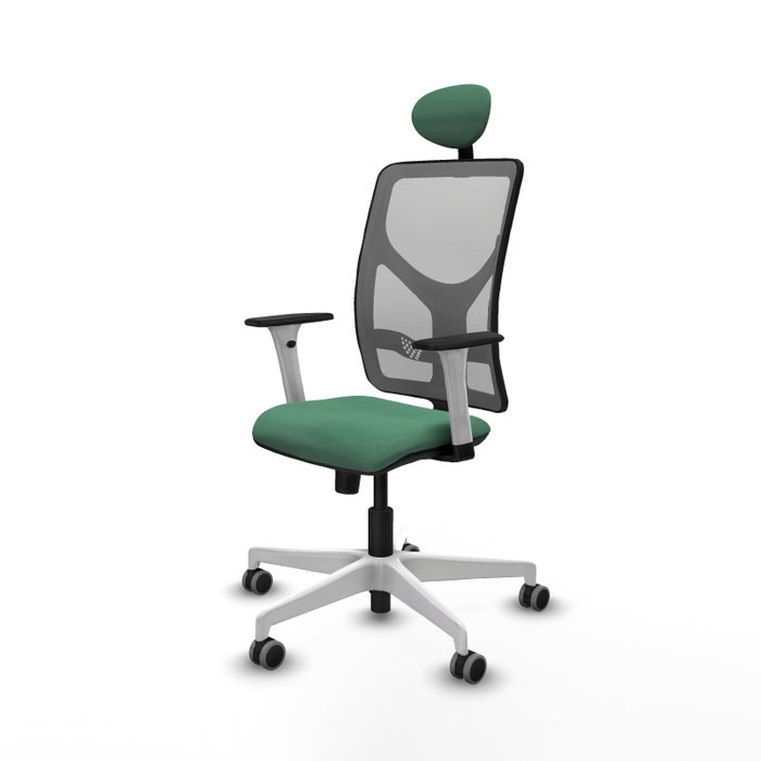 PIQUERAS Y CRESPO Silla de oficina Motilla con mecanismo Sincro, Verde esmeralda y Gris