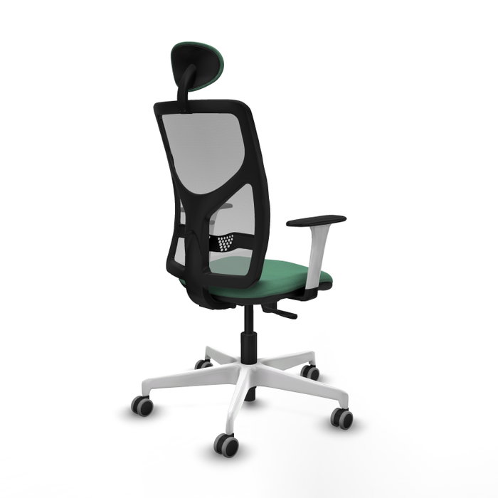 PIQUERAS Y CRESPO Silla de oficina Motilla con mecanismo Sincro, Verde esmeralda y Gris