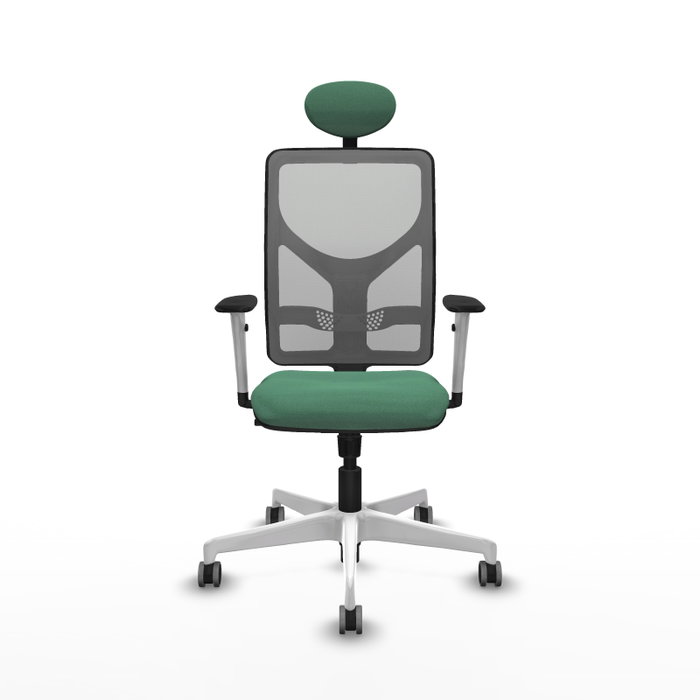 PIQUERAS Y CRESPO Silla de oficina Motilla con mecanismo Sincro, Verde esmeralda y Gris