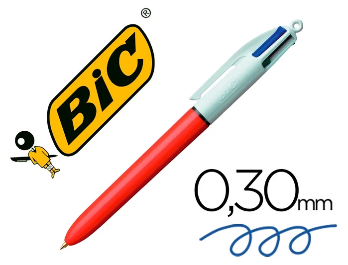 BIC Bolígrafo 4 Colores Fine Punta Fina Set de 12 unidades