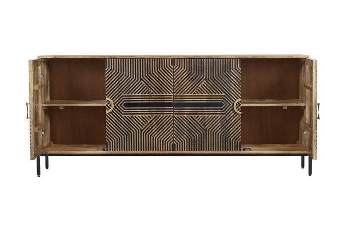 Aparador Home ESPRIT Negro Dorado Natural Madera 180 x 40 x 80 cm