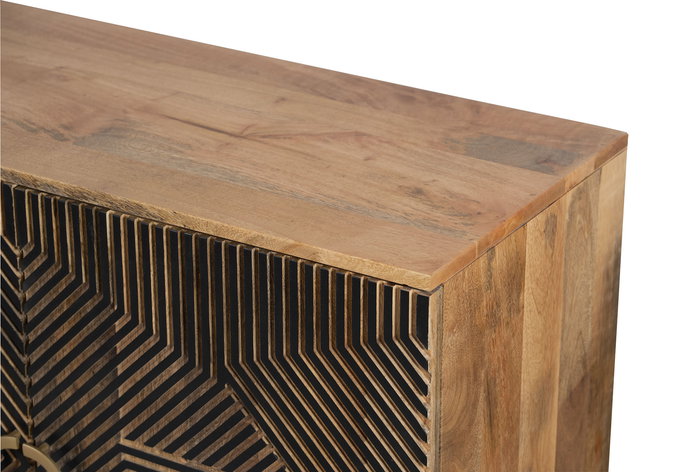 Aparador Home ESPRIT Negro Dorado Natural Madera 180 x 40 x 80 cm