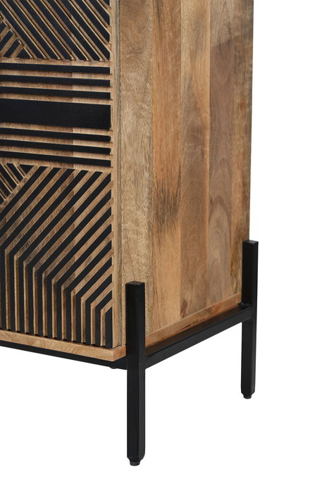 Aparador Home ESPRIT Negro Dorado Natural Madera 180 x 40 x 80 cm