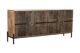 Aparador Home ESPRIT Negro Dorado Natural Madera 180 x 40 x 80 cm