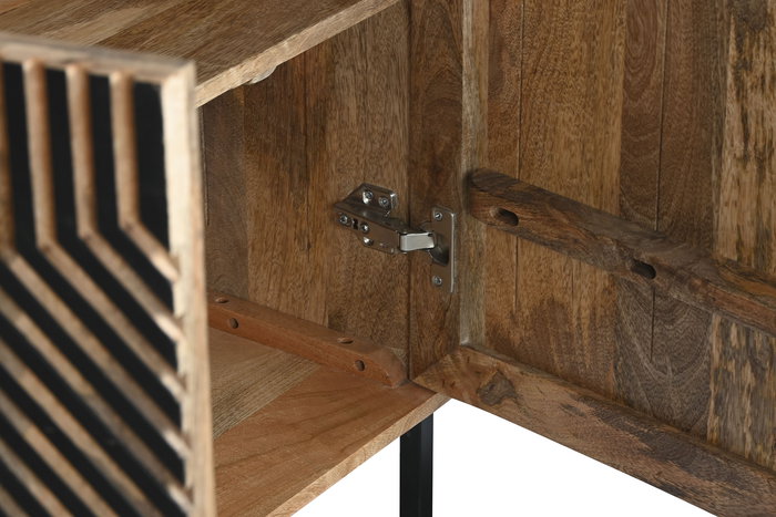 Aparador Home ESPRIT Negro Dorado Natural Madera 180 x 40 x 80 cm