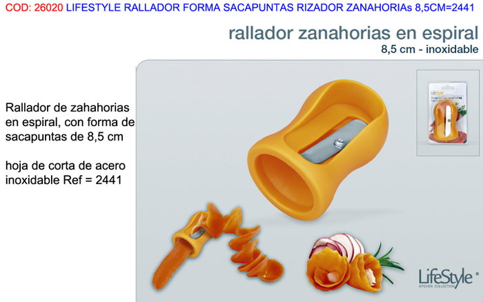Lifestyle Rallador con Forma de Sacapuntas y Rizador de 8,5 cm Lifestyle Rallador con Forma de Sacapuntas y Rizador de 8,5 cm