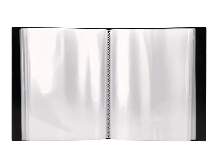 Liderpapel Carpeta 37715 Personalizable 20 Fundas Canguro Polipropileno DIN A4 Negra Portada y Lomo