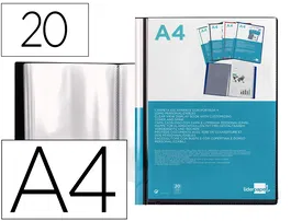 Liderpapel Carpeta 37715 Personalizable 20 Fundas Canguro Polipropileno DIN A4 Negra Portada y Lomo