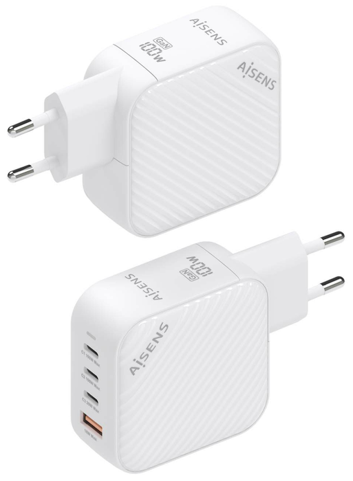 Aisens Cargador GaN 100W con 3xUSB-C y 1xUSB-A, Blanco