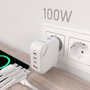 Aisens Cargador GaN 100W con 3xUSB-C y 1xUSB-A, Blanco