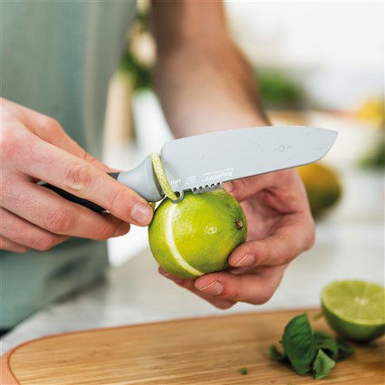 Berghoff 3950043 Cuchillo para Verduras con Pelador Gris 11 cm Recubrimiento Antiadherente Mango Contorneado Funda Protectora