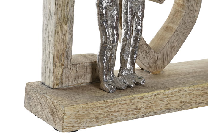DKD Home Decor Decoración Mango y Aluminio Love Natural y Plateado