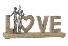 DKD Home Decor Decoración Mango y Aluminio Love Natural y Plateado