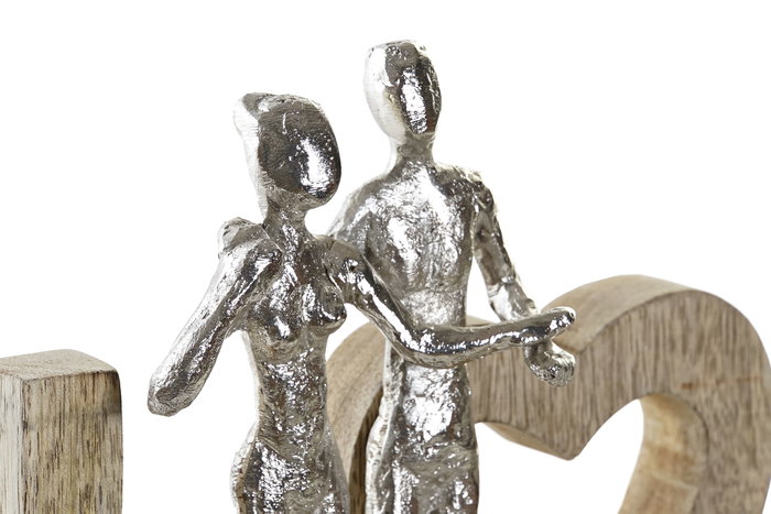 DKD Home Decor Decoración Mango y Aluminio Love Natural y Plateado