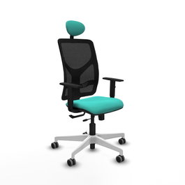PIQUERAS Y CRESPO Silla de oficina Motilla con Mecanismo Sincro/Traslack Turquesa y Negro