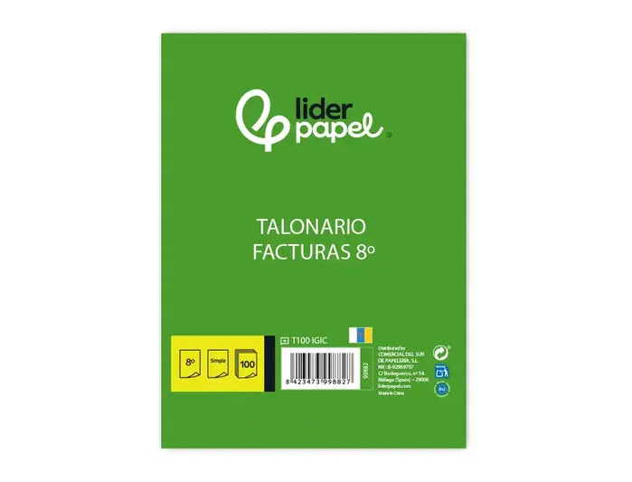Liderpapel Talonario de facturas 8º original t100 con I.G.I.C. Liderpapel Talonario de facturas 8º original t100 con I.G.I.C.