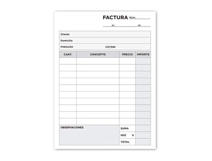 Liderpapel Talonario de facturas 8º original t100 con I.G.I.C. Liderpapel Talonario de facturas 8º original t100 con I.G.I.C.