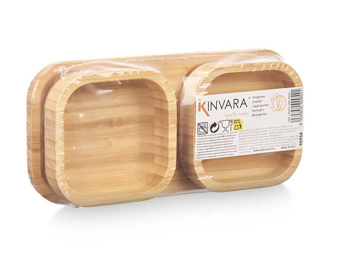Kinvara Set Aperitivo Bambú 3 Pzs, Marrón, 23x5.3x11 cm (Set de 12)