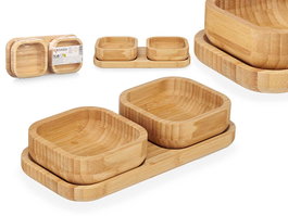 Kinvara Set Aperitivo Bambú 3 Pzs, Marrón, 23x5.3x11 cm (Set de 12)