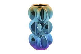 DKD Home Decor Jarrón de Gres Iridiscente Multicolor Fluorito