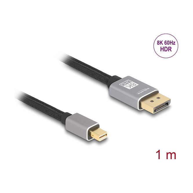 DeLOCK Cable Mini DisplayPort a DisplayPort 8K 60 Hz 1 m Gris Metal sin función de bloqueo
