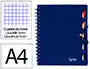 Liderpapel Cuaderno Espiral A4 Micro Executive 100 Hojas 80gr Cuadro 5mm con Separadores y Gomilla Azul