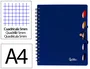 Liderpapel Cuaderno Espiral A4 Micro Executive 100 Hojas 80gr Cuadro 5mm con Separadores y Gomilla Azul
