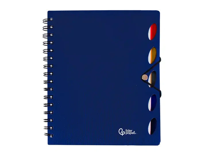 Liderpapel Cuaderno Espiral A4 Micro Executive 100 Hojas 80gr Cuadro 5mm con Separadores y Gomilla Azul
