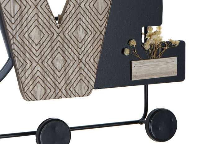DKD Home Decor Perchero Pared Sasoon Scandi Marron Negro 5 x 21 x 45 cm (4 Unidades)