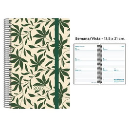 Senfort Agenda Anual 2027 Decorada con Espiral y Tapa de PP Verde