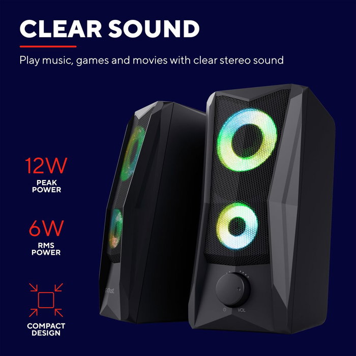 Trust Gaming GXT 606 JAVV Altavoces 2.0 Negros