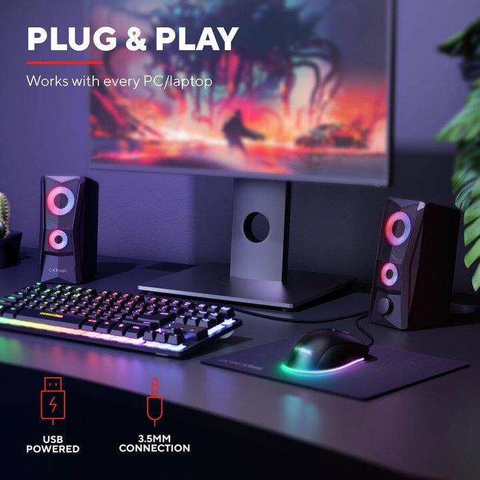Trust Gaming GXT 606 JAVV Altavoces 2.0 Negros