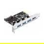 DeLOCK PCIe USB 3.0 Adapter, 4 Puertos, Tarjeta de Expansión Interna, USB 3.2 Gen 1, Hasta 5 Gbit/s, Negro y Plata, Modelo 89297
