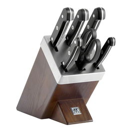 Zwilling 36133-000-0 Gourmet Juego de Cuchillos Autoafliantes con Bloque de Madera, 7 Piezas Incluye Cuchillo de Chef, Pan y Pelar