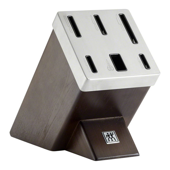 Zwilling 36133-000-0 Gourmet Juego de Cuchillos Autoafliantes con Bloque de Madera, 7 Piezas Incluye Cuchillo de Chef, Pan y Pelar