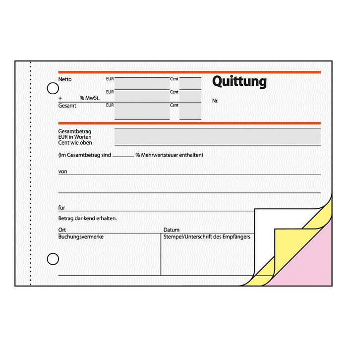 SIGEL Formularbuch Quittung Libro de recibos DIN A6 horizontal 3x40 páginas con IVA separado