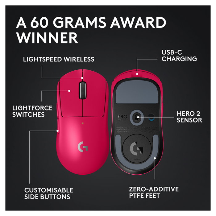 Logitech G PRO X SUPERLIGHT 2 Lightspeed Magenta