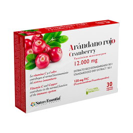 NATURE ESSENTIAL Arándano Rojo Extracto Seco 120 mg Proantocianidinas con Vitamina C y D-Manosa - 30 Cápsulas