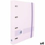 OXFORD Europeanbinder Live&Go Polyfoam A4+ con 4 anillas y recambio, Malva pastel (Set de 4)